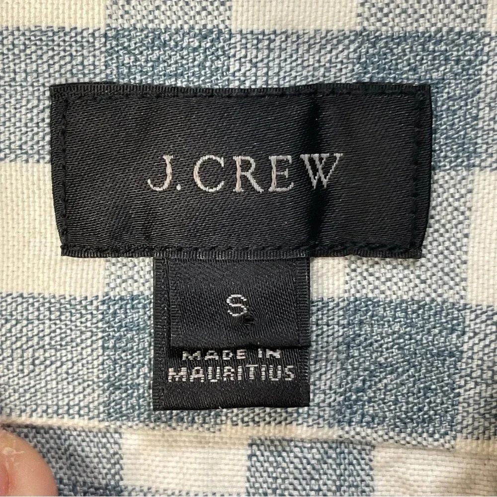 J Crew Slim Fit Casual Button  Down Plaid Shirt Men Size Small, White/Blue